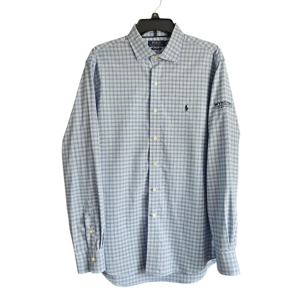 Polo‎ Ralph Lauren Performance Plaid Button Down Size Large Wyndham Golf
